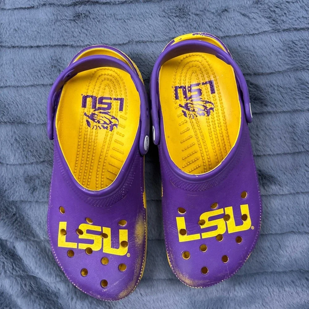 Crocs Kids LSU Tigers Purple Yellow Collegiate Classic Clogs Size M7 W9